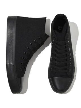 High Top Canvas Sneakers Lace-Up Side Zipper Casual Walking Shoes